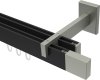 10212922-XX2839 Innenlauf Gardinenstange Aluminium / Metall eckig 14x35 mm 2-läufig SMARTLINE - Lox Schwarz / Edelstahl-Optik (WA lang)