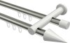 10213712-XX3932 Innenlauf Gardinenstange Aluminium / Metall 20 mm Ø 2-läufig PLATON - Savio Edelstahl-Optik / Weiß