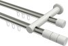 10213812-XX3932 Innenlauf Gardinenstange Aluminium / Metall 20 mm Ø 2-läufig PLATON - Elanto Edelstahl-Optik / Weiß