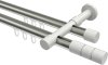 10213826-XX3932 Innenlauf Gardinenstange Aluminium / Metall 20 mm Ø 2-läufig PRESTIGE - Elanto Edelstahl-Optik / Weiß