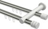 10214112-XX3932 Innenlauf Gardinenstange Aluminium / Metall 20 mm Ø 2-läufig PLATON - Estana Edelstahl-Optik / Weiß