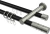 10223812-XX2939 Rundrohr-Innenlauf Gardinenstange Aluminium / Metall 20 mm Ø 2-läufig PLATON - Elanto Schwarz / Edelstahl-Optik