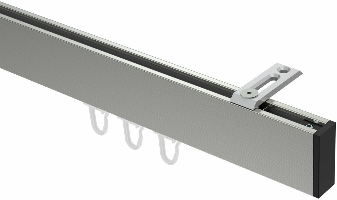 / Aluminium Edelstahl-Optik 100 - (Universal) eckig cm 14x35 Paxo Innenlauf Metall SMARTLINE / Schwarz Gardinenstange Deckenmontage mm