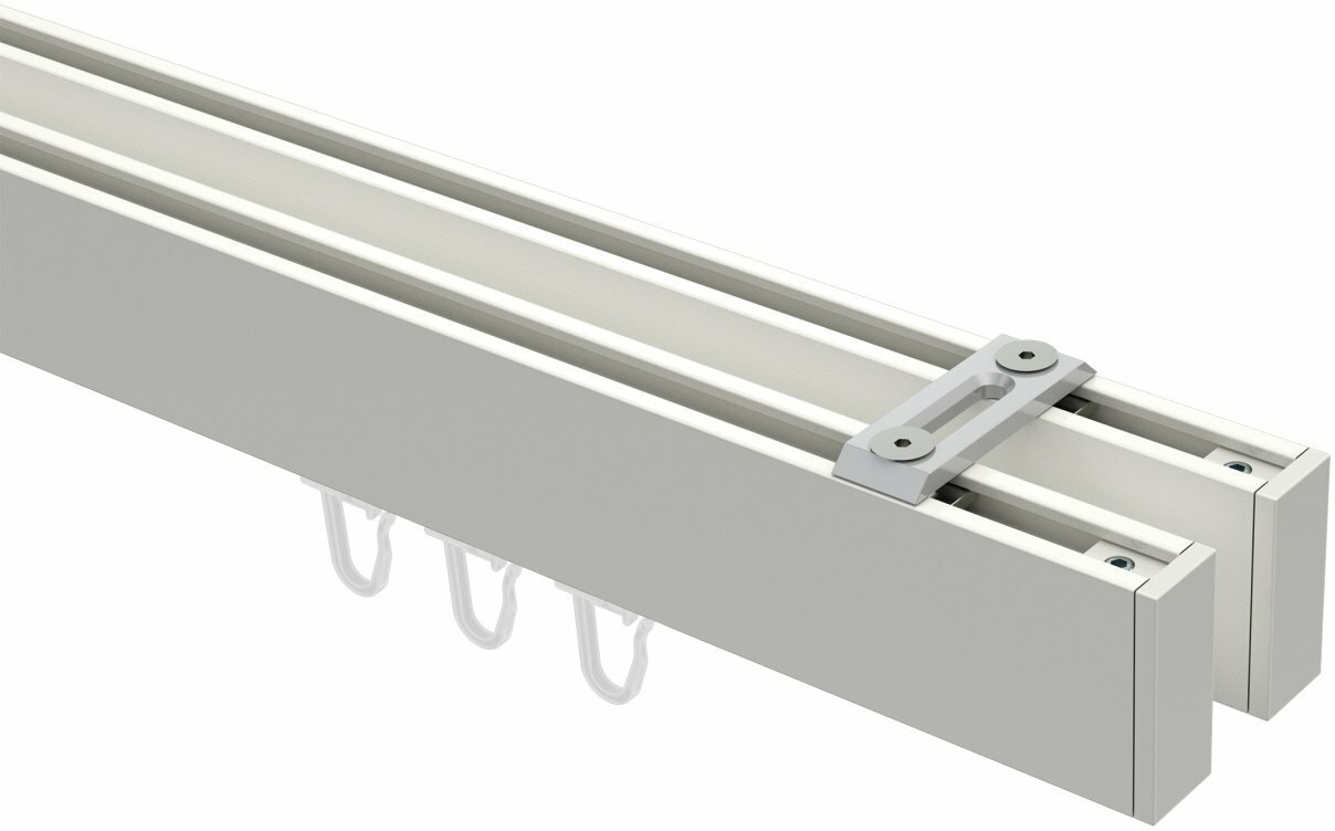 - Gardinenstange cm eckig Metall / Paxo 14x35 (Universal) läufig SMARTLINE Weiß 100 mm 2- Deckenmontage Aluminium Innenlauf