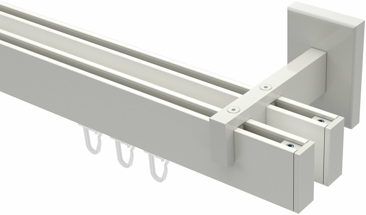 Innenlauf Gardinenstange 100 mm 2-läufig SMARTLINE cm 14x35 / Metall Weiß - Paxo Aluminium eckig