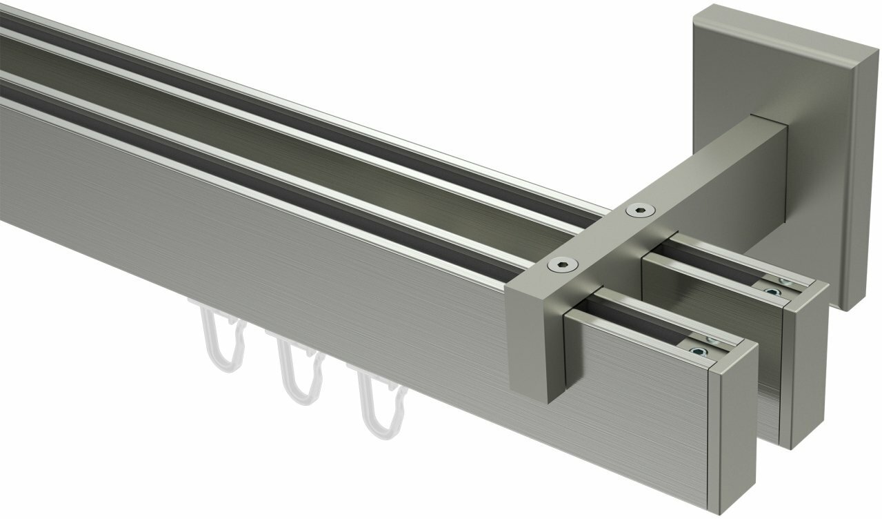 14x35 100 cm mm 2-läufig eckig - Gardinenstange SMARTLINE Paxo Edelstahl-Optik Innenlauf