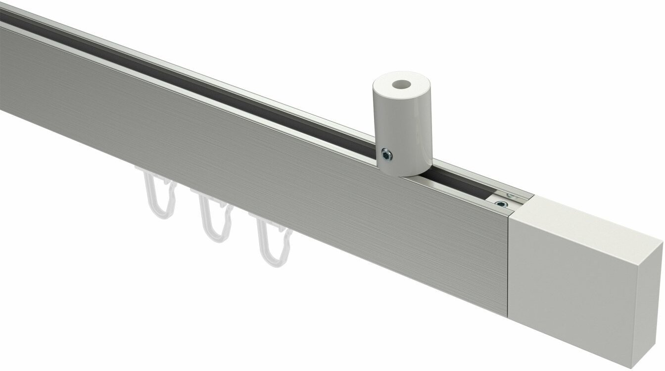 Deckenmontage / Edelstahl-Optik Lox / 100 Gardinenstange eckig cm 14x35 mm SONIUS Aluminium Weiß Metall - Innenlauf