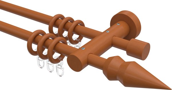 Gardinenstange Holz 16 mm Ø 2-läufig ADRIAN - Doman Kirschbaum lackiert 100 cm