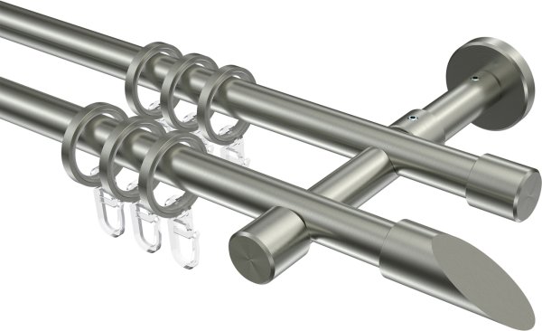 Gardinenstange Edelstahl-Optik 16 mm Ø 2-läufig SINUX - Santoni 440 cm (2 x 220 cm)
