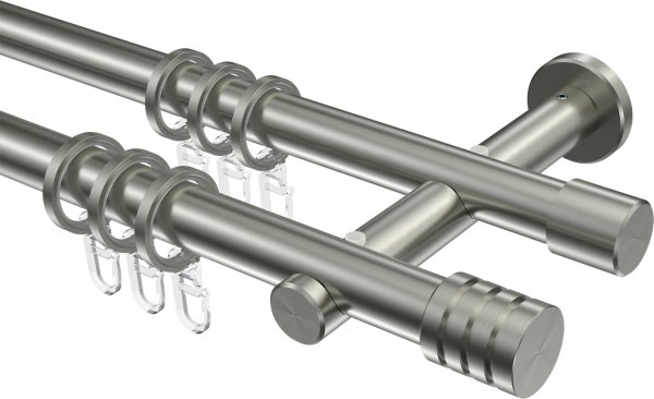 Gardinenstange Edelstahl 20 mm Ø 2-läufig TREND - Fario 400 cm (2 x 200 cm)