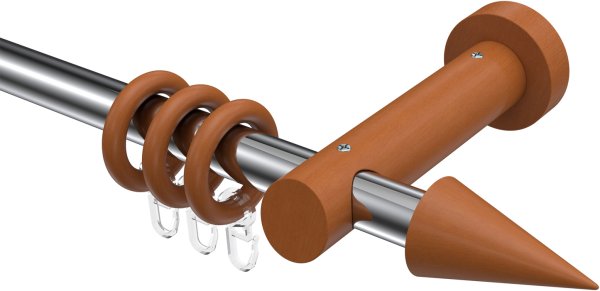 Gardinenstange Metall / Holz 20 mm Ø TALENA - Siveo Chrom / Kirschbaum lackiert 160 cm