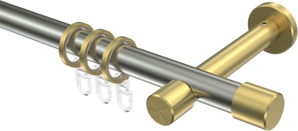 Gardinenstange Edelstahl-Optik / Messing-Optik 20 mm Ø PRESTIGE - Santo 100 cm