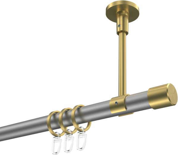Gardinenstange Metall 20 mm Ø SONETTE - Santo Silbergrau / Messing-Optik 100 cm