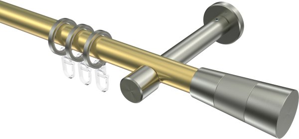 Gardinenstange Messing-Optik / Edelstahl-Optik 20 mm Ø PRESTIGE - Tanara 100 cm