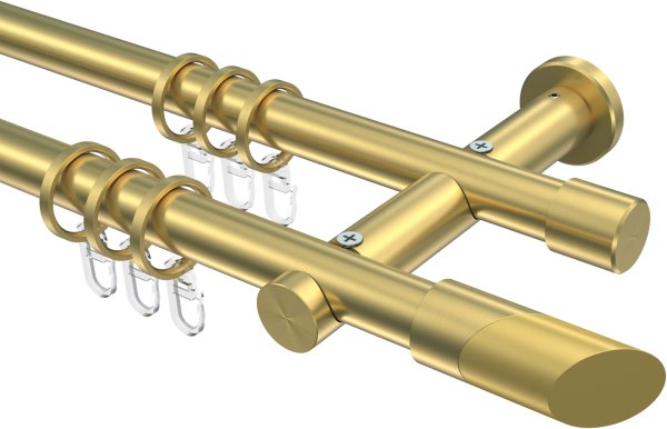 Gardinenstange Messing-Optik 20 mm Ø 2-läufig PLATON - Verano 100 cm