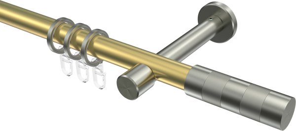 Gardinenstange Messing-Optik / Edelstahl-Optik 20 mm Ø PRESTIGE - Mavell 100 cm