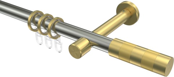 Gardinenstange Edelstahl-Optik / Messing-Optik 20 mm Ø PRESTIGE - Mavell 100 cm