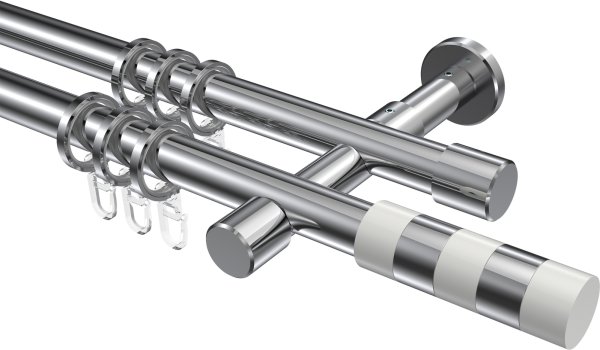Gardinenstange Metall 20 mm Ø 2-läufig PRESTIGE - Mavell Chrom 400 cm (2 x 200 cm)