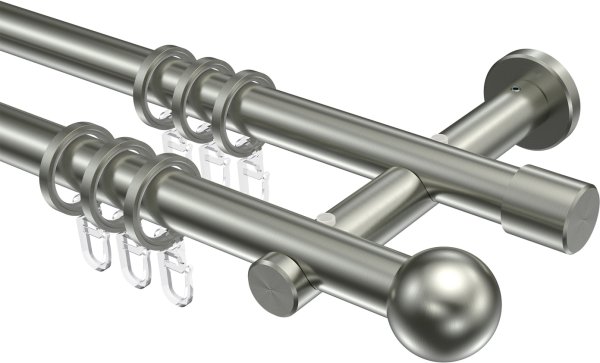Gardinenstange Edelstahl 20 mm Ø 2-läufig TREND - Luino 100 cm