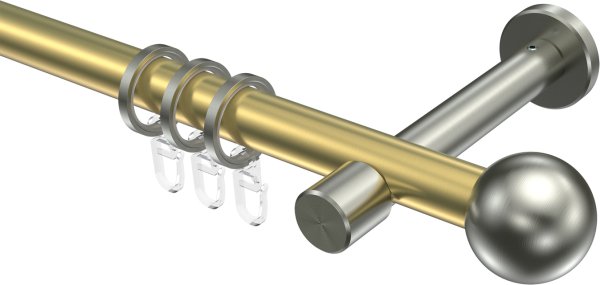 Gardinenstange Messing-Optik / Edelstahl-Optik 20 mm Ø PRESTIGE - Luino 100 cm