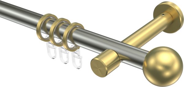 Gardinenstange Edelstahl-Optik / Messing-Optik 20 mm Ø PRESTIGE - Luino 100 cm