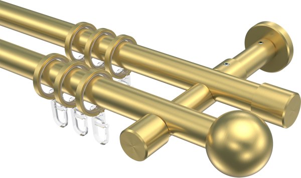 Gardinenstange Messing-Optik 20 mm Ø 2-läufig PRESTIGE - Luino 100 cm