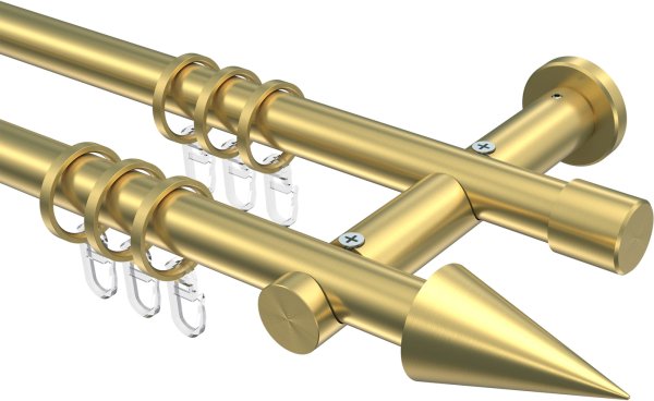 Gardinenstange Messing-Optik 20 mm Ø 2-läufig PLATON - Savio 100 cm