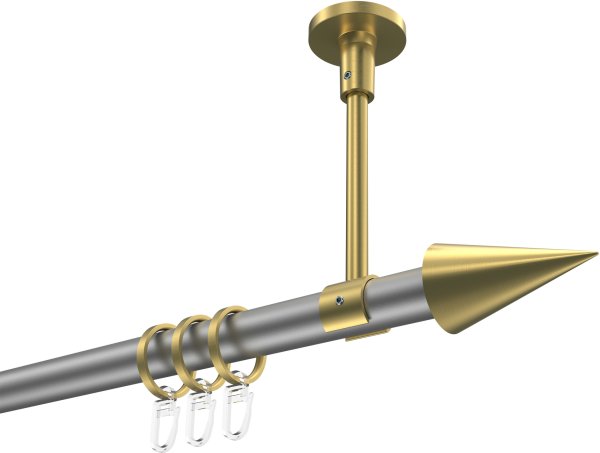 Gardinenstange Metall 20 mm Ø SONETTE - Savio Silbergrau / Messing-Optik 100 cm