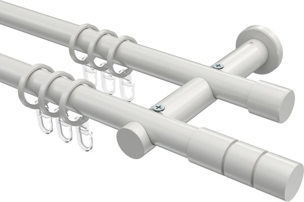 Gardinenstange Metall 20 mm Ø 2-läufig PLATON - Elanto Weiß 100 cm