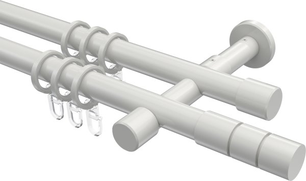 Gardinenstange Metall 20 mm Ø 2-läufig PRESTIGE - Elanto Weiß 100 cm