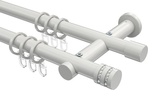 Gardinenstange Metall 20 mm Ø 2-läufig PLATON - Estana Weiß 100 cm