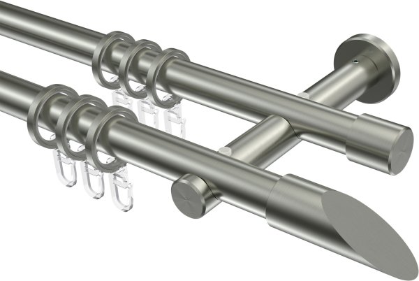 Gardinenstange Edelstahl 20 mm Ø 2-läufig TREND - Nevia 200 cm