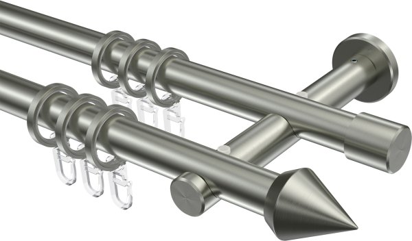 Gardinenstange Edelstahl 20 mm Ø 2-läufig TREND - Sirius 100 cm
