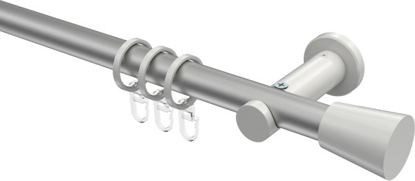 Gardinenstange Metall 20 mm Ø PLATON - Sitra Silbergrau / Weiß 100 cm