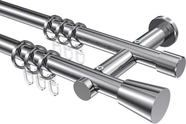 Gardinenstange Metall 20 mm Ø 2-läufig PLATON - Sitra Chrom 100 cm