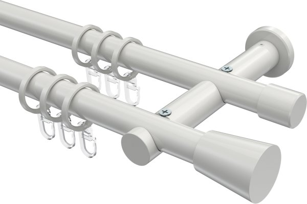 Gardinenstange Metall 20 mm Ø 2-läufig PLATON - Sitra Weiß 100 cm