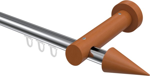Innenlauf Gardinenstange Aluminium / Holz 20 mm Ø TALENT - Siveo Chrom / Kirschbaum lackiert 100 cm