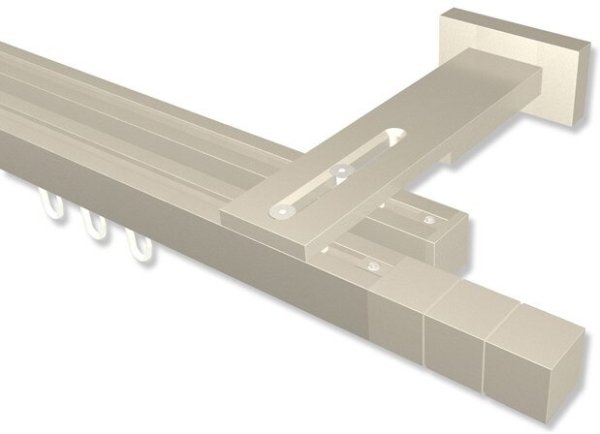 Innenlauf Gardinenstange Aluminium / Metall eckig 20x20 mm 2-läufig QUADLINE (Multi) - Cubes Satin-Silber 100 cm