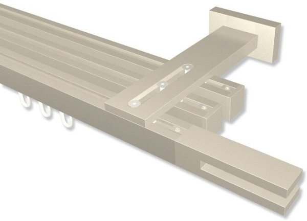 Innenlauf Gardinenstange Aluminium / Metall eckig 20x20 mm 3-läufig QUADLINE (Multi) - Diapo Satin-Silber 100 cm