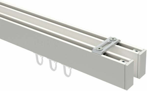 Innenlauf Gardinenstange Deckenmontage Aluminium / Metall eckig 14x35 mm 2-läufig SMARTLINE (Universal) - Paxo Weiß 120 cm