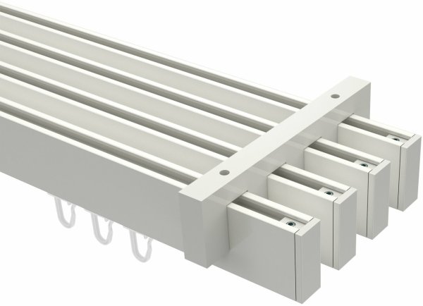 Innenlauf Gardinenstange Deckenmontage Aluminium / Metall eckig 14x35 mm 4-läufig SMARTLINE - Paxo Weiß 140 cm
