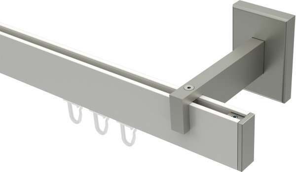 Innenlauf Gardinenstange Aluminium / Metall eckig 14x35 mm SMARTLINE - Paxo Weiß / Edelstahl-Optik 100 cm