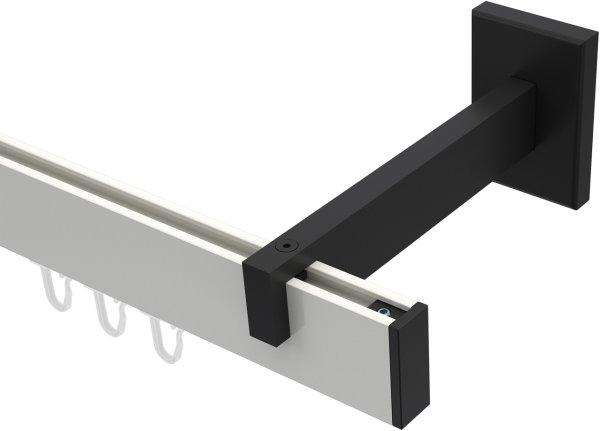 Innenlauf Gardinenstange Aluminium / Metall eckig 14x35 mm SMARTLINE - Paxo Weiß / Schwarz (WA lang) 100 cm