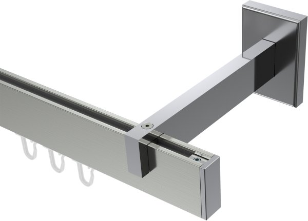 Innenlauf Gardinenstange Aluminium / Metall eckig 14x35 mm SMARTLINE - Paxo Edelstahl-Optik / Chrom (WA lang) 100 cm