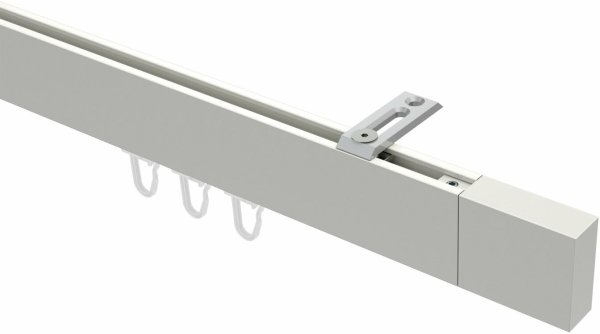 Innenlauf Gardinenstange Deckenmontage Aluminium / Metall eckig 14x35 mm SMARTLINE (Universal) - Lox Weiß 320 cm (2 x 160 cm)