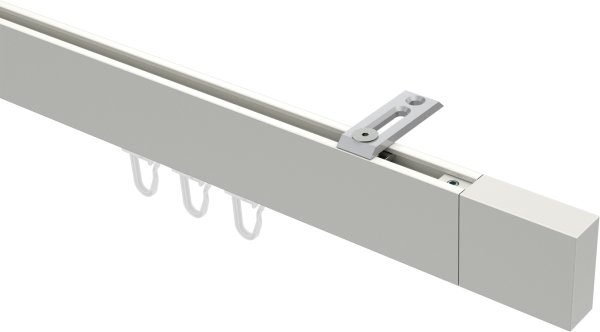 Innenlauf Gardinenstange Deckenmontage Aluminium / Metall eckig 14x35 mm SMARTLINE (Universal) - Lox Weiß 100 cm