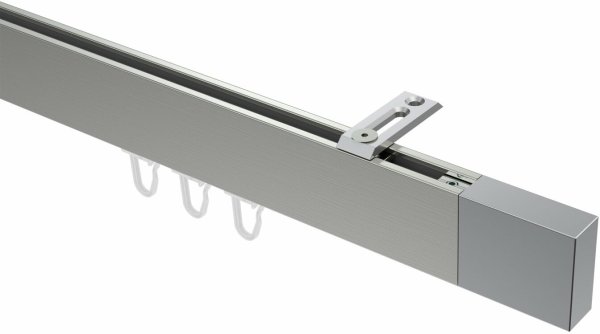 Innenlauf Gardinenstange Deckenmontage Aluminium / Metall eckig 14x35 mm SMARTLINE (Universal) - Lox Edelstahl-Optik / Chrom 100 cm