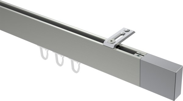 Innenlauf Gardinenstange Deckenmontage Aluminium / Metall eckig 14x35 mm SMARTLINE (Universal) - Lox Edelstahl-Optik / Chrom 100 cm