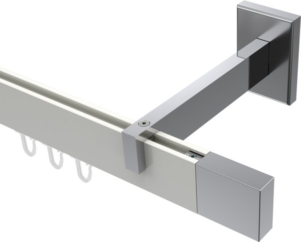 Innenlauf Gardinenstange Aluminium / Metall eckig 14x35 mm SMARTLINE - Lox Weiß / Chrom (WA lang) 100 cm