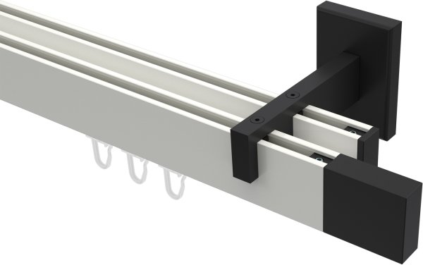 Innenlauf Gardinenstange Aluminium / Metall eckig 14x35 mm 2-läufig SMARTLINE - Lox Weiß / Schwarz 100 cm